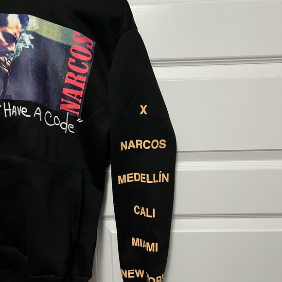 Reason X Narcos Collab Black Hoodie Mens Small Urban Streetwear Rare NWT - Picture 2 of 5